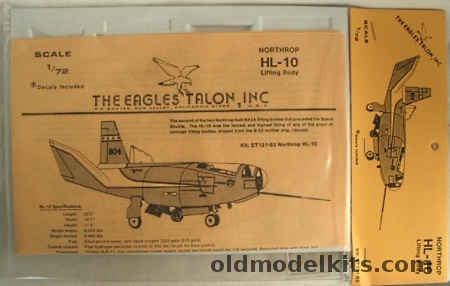 Eagles Talon 1/72 Northrop HL-10 Lifting  Body - Bagged, ET121 plastic model kit